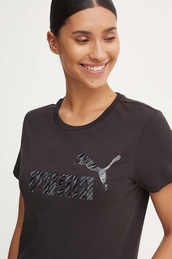 Puma Bombažna kratka majica Puma ženska, črna barva, 681490