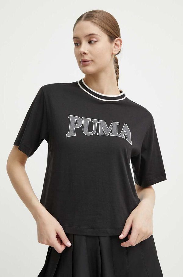Puma Bombažna kratka majica Puma ženski, črna barva