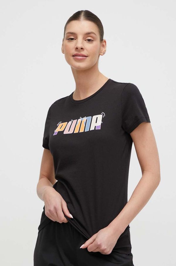 Puma Bombažna kratka majica Puma ženski, črna barva
