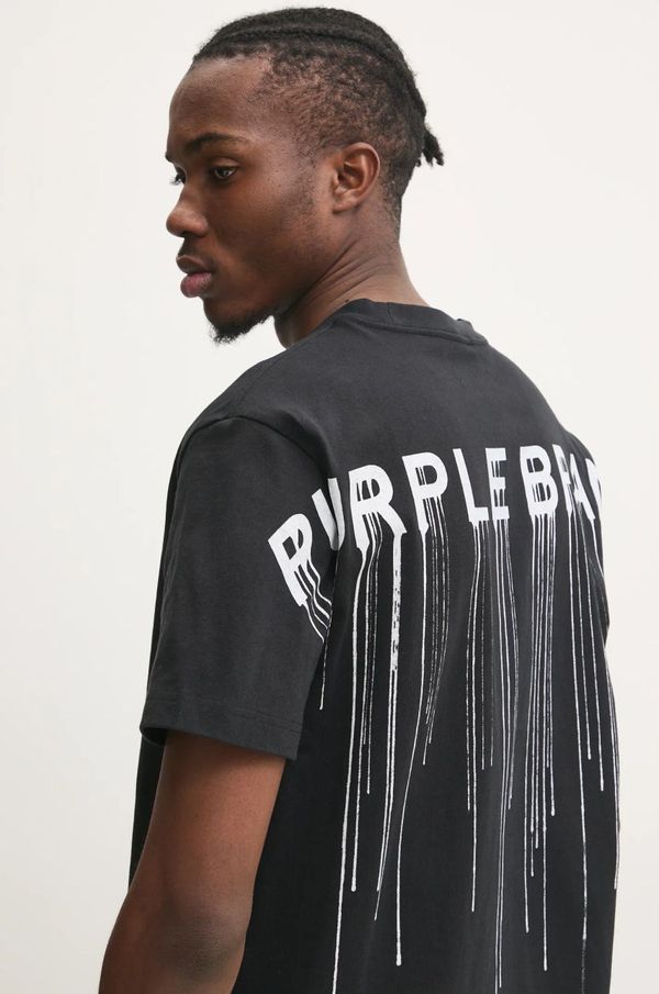 PURPLE BRAND Bombažna kratka majica PURPLE BRAND HWT JERSEY SS TEE moška, črna barva, P117-HBWD125