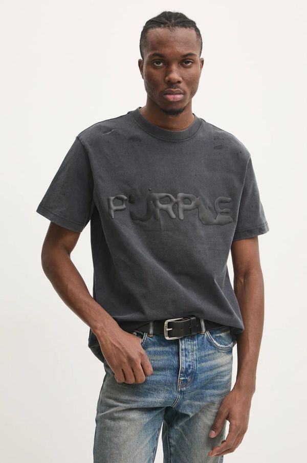 PURPLE BRAND Bombažna kratka majica PURPLE BRAND HWT JERSEY SS TEE moška, siva barva, P117-HBLW125