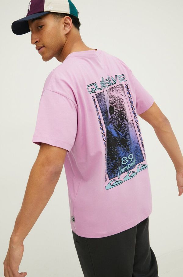 Quiksilver Bombažna kratka majica Quiksilver moški, vijolična barva