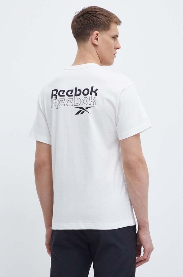 Reebok Bombažna kratka majica Reebok Brand Proud moška, bež barva, 100076380