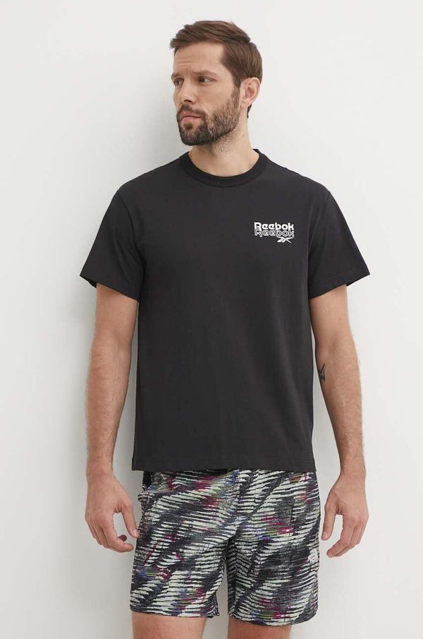 Reebok Bombažna kratka majica Reebok Brand Proud moška, črna barva, 100076383