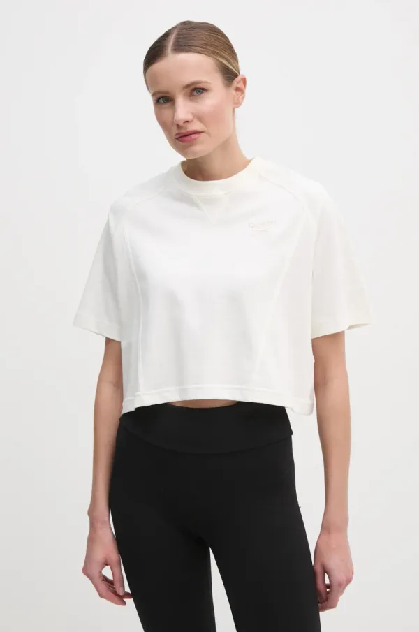 Reebok Classic Bombažna kratka majica Reebok Classic ženska, bež barva, 100214091