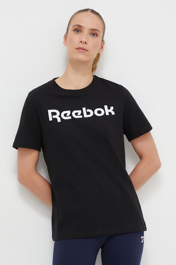 Reebok Bombažna kratka majica Reebok črna barva