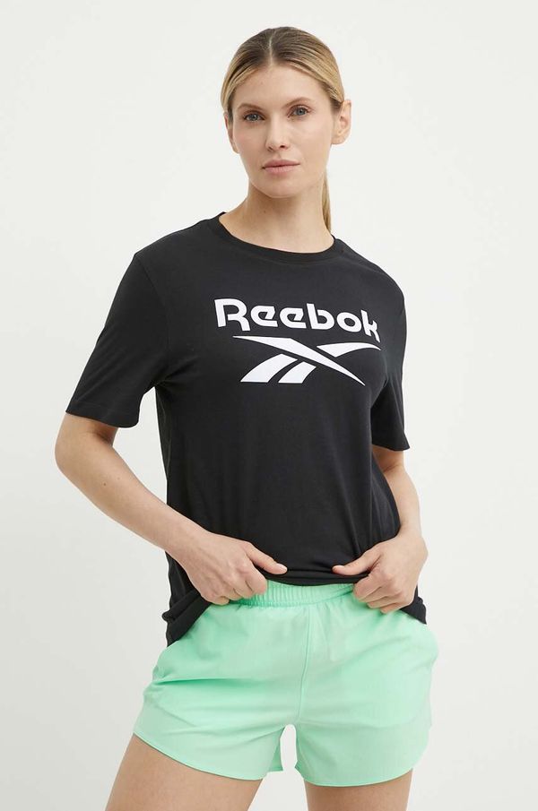 Reebok Bombažna kratka majica Reebok Identity ženska, črna barva, 100034774