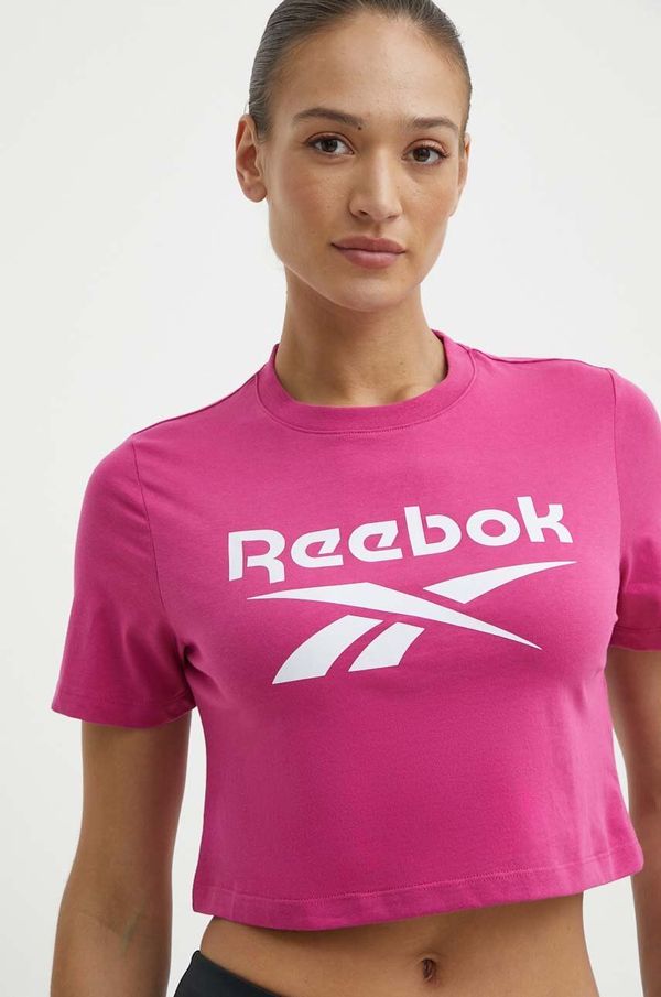 Reebok Bombažna kratka majica Reebok Identity ženska, roza barva, 100037588