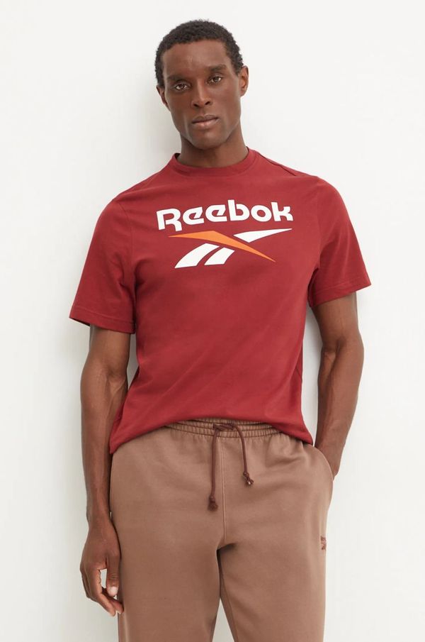 Reebok Bombažna kratka majica Reebok moška, bordo barva, 100206030