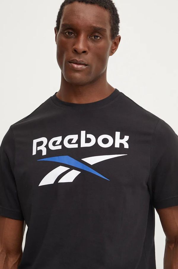 Reebok Bombažna kratka majica Reebok moška, črna barva, 100206029