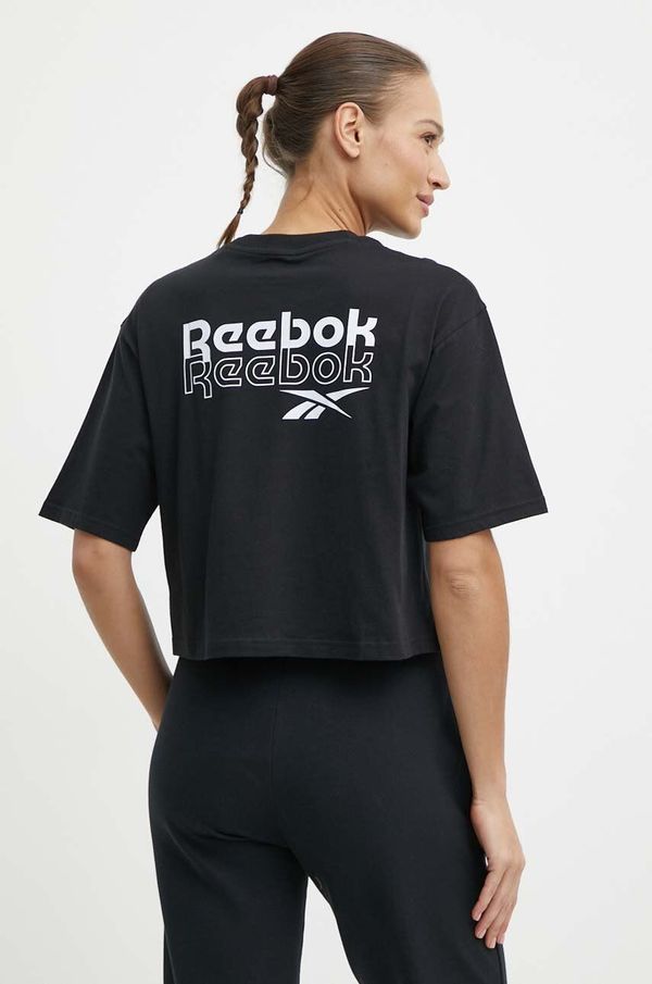 Reebok Bombažna kratka majica Reebok ženska, črna barva, 100075953