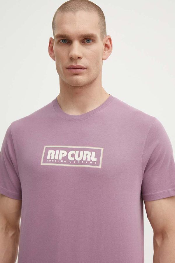 Rip Curl Bombažna kratka majica Rip Curl moški, vijolična barva