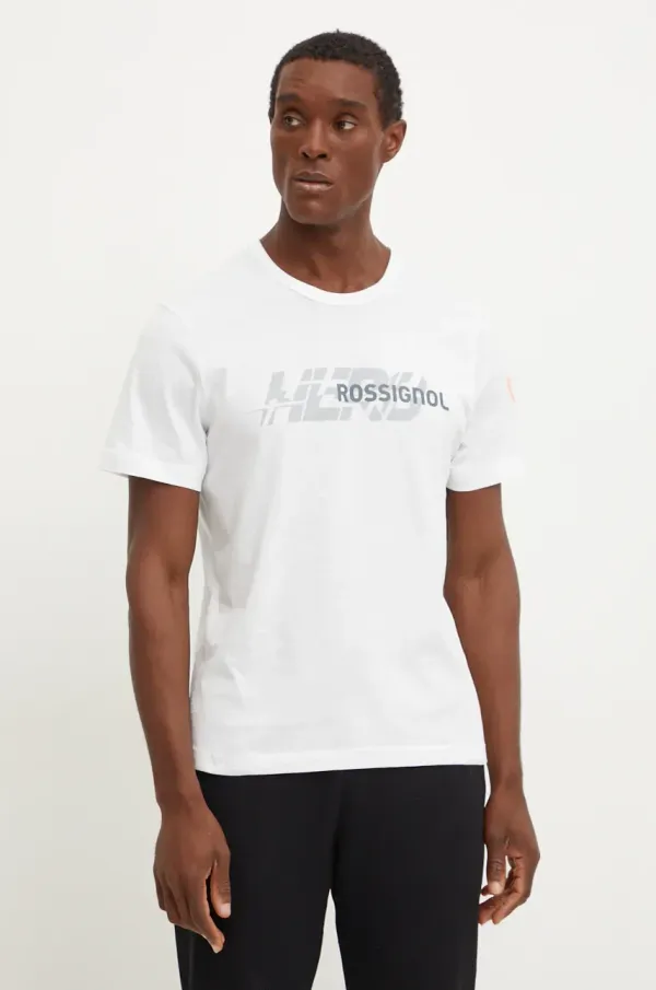 Rossignol Bombažna kratka majica Rossignol HERO moška, bela barva, RLNMY01