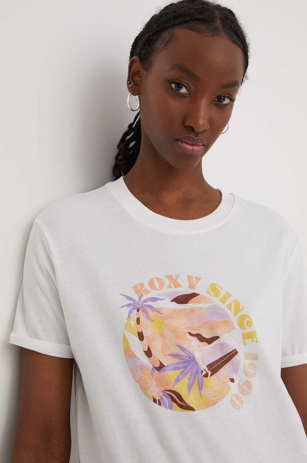 Roxy Bombažna kratka majica Roxy ženski, bela barva