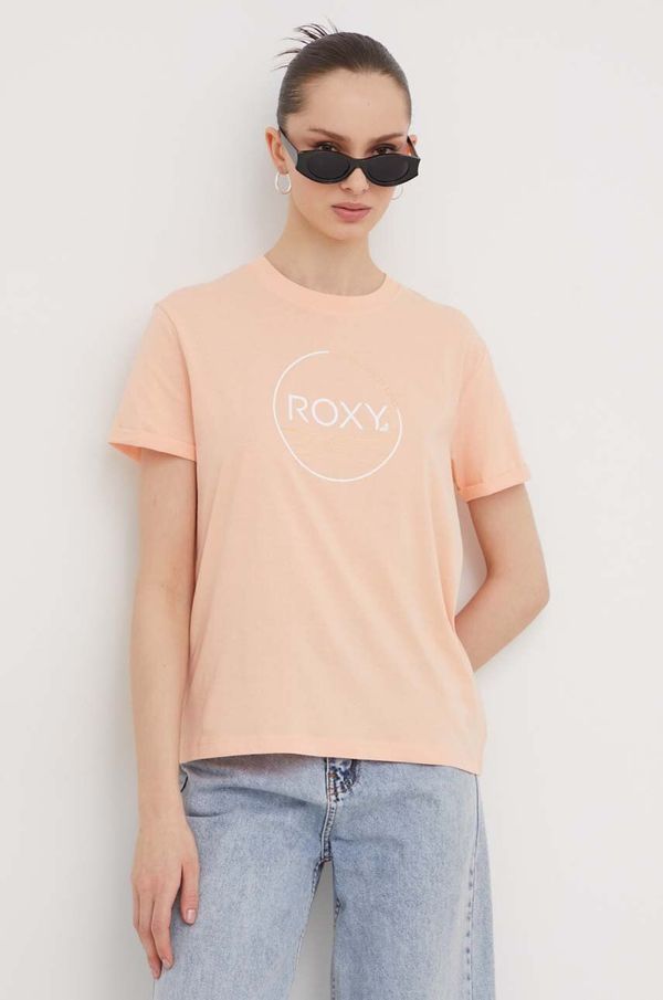 Roxy Bombažna kratka majica Roxy ženski, oranžna barva