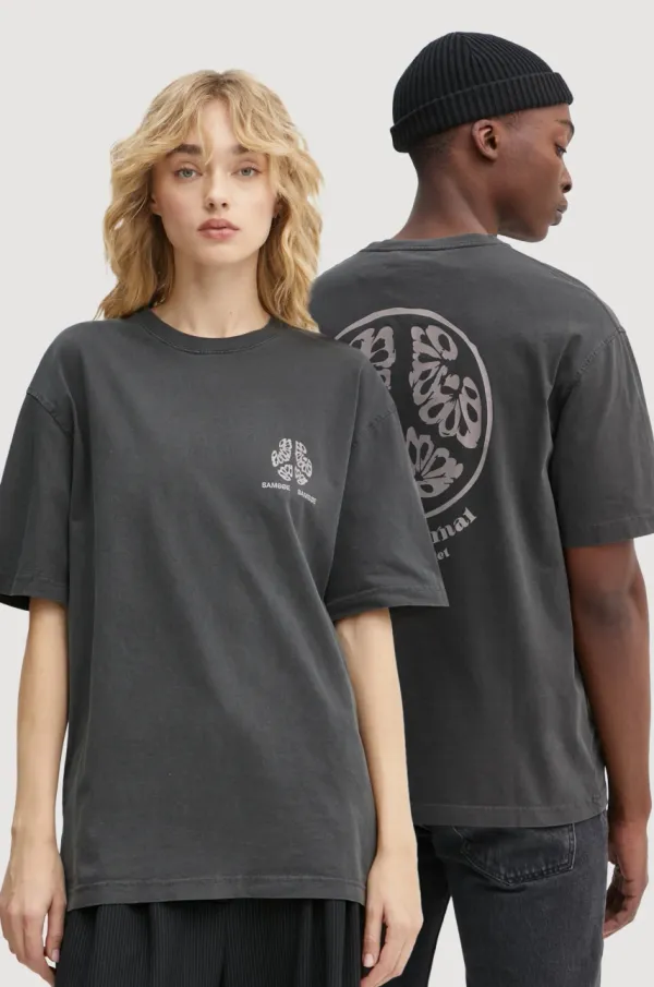 Samsoe Samsoe Bombažna kratka majica Samsoe Samsoe SAJOURNAL siva barva, U24400006