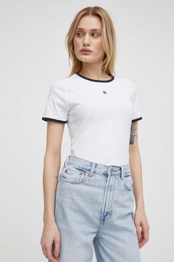 Samsoe Samsoe Bombažna kratka majica Samsoe Samsoe ženski, bela barva