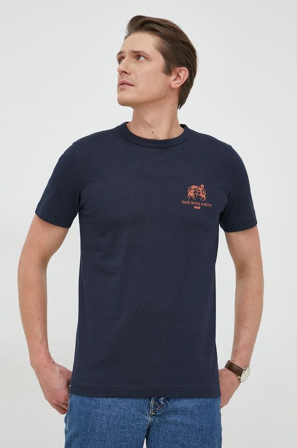 Selected Homme Bombažna kratka majica Selected Homme mornarsko modra barva