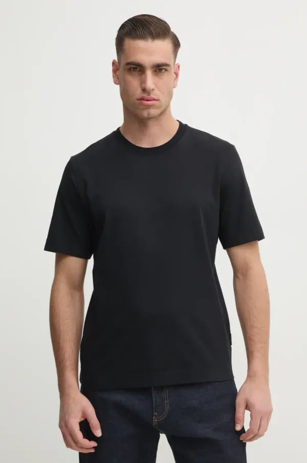 Sisley Bombažna kratka majica Sisley moška, črna barva, 35MAS1049