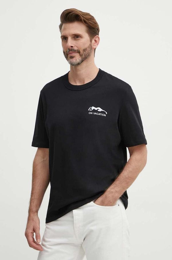 Sisley Bombažna kratka majica Sisley moški, črna barva
