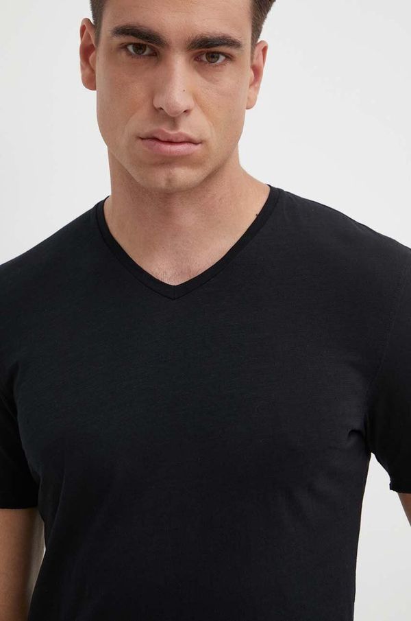 Sisley Bombažna kratka majica Sisley moški, črna barva