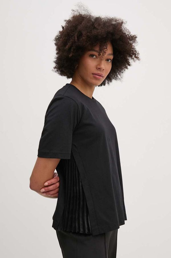 Sisley Bombažna kratka majica Sisley ženska, črna barva, 3AIRL106B