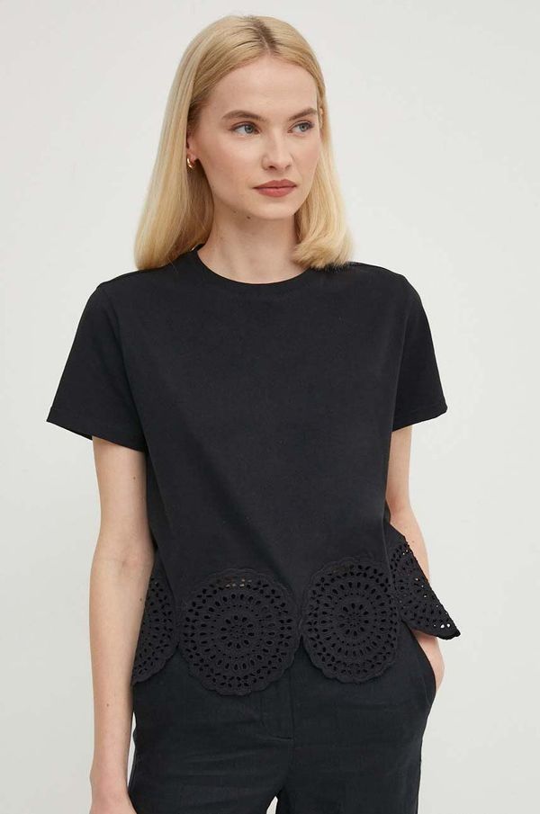Sisley Bombažna kratka majica Sisley ženski, črna barva