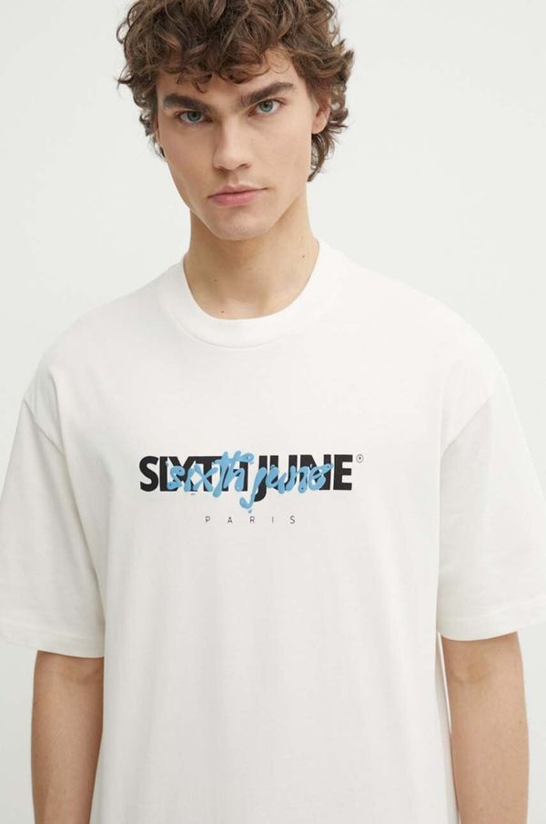 Sixth June Bombažna kratka majica Sixth June moški, bež barva