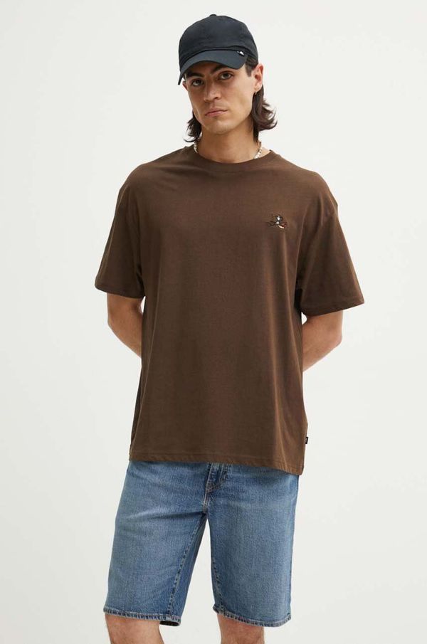 Solid Bombažna kratka majica Solid moški, rjava barva