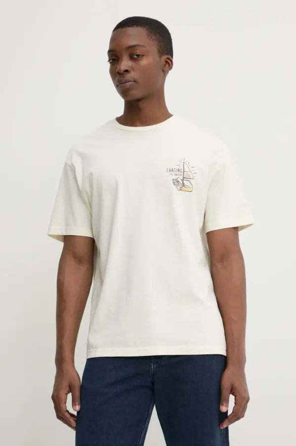 Solid Bombažna kratka majica Solid ORVAL moška, bež barva, 21108505.114201