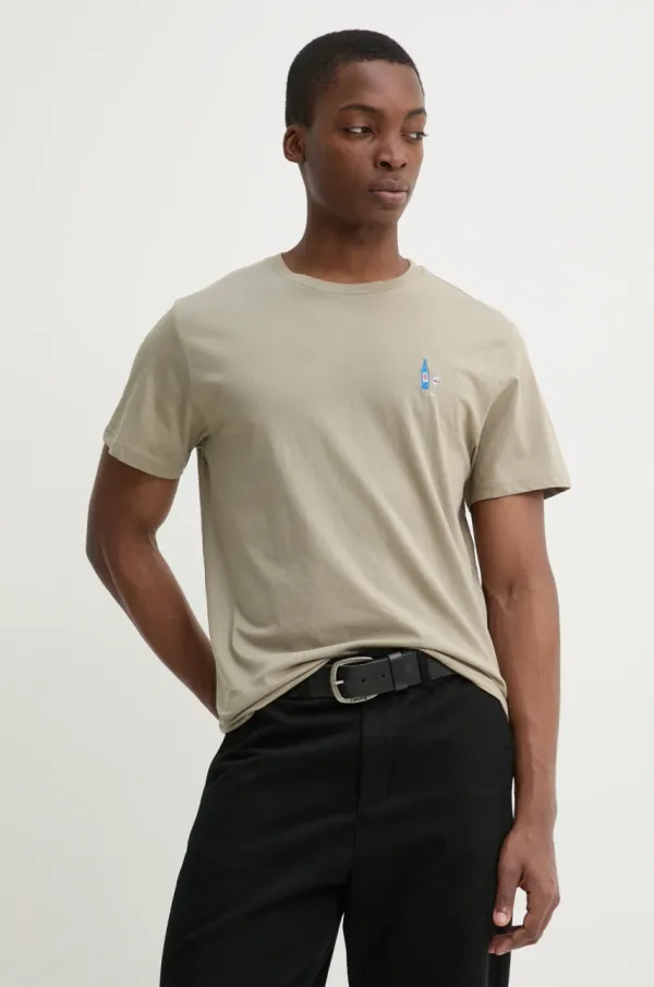 Solid Bombažna kratka majica Solid OWENS moška, zelena barva, 21108510.170610