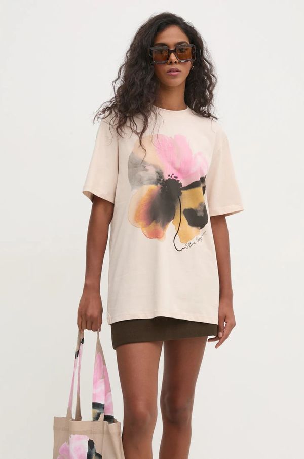 Stine Goya Bombažna kratka majica Stine Goya ženska, bež barva, SG-PS25-T009-2243