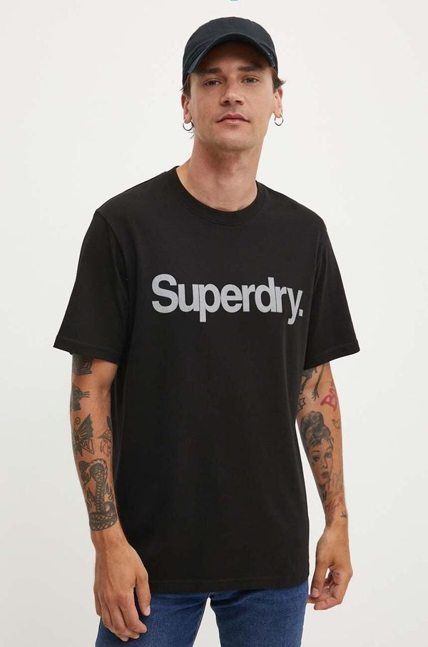 Superdry Bombažna kratka majica Superdry moška, črna barva, M1012032A-02A