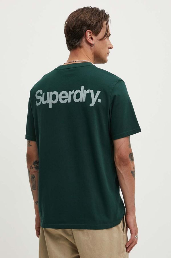 Superdry Bombažna kratka majica Superdry moška, zelena barva, M1012032A-27E