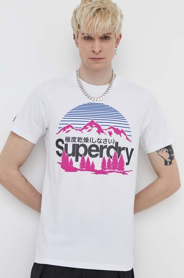 Superdry Bombažna kratka majica Superdry moški, bela barva