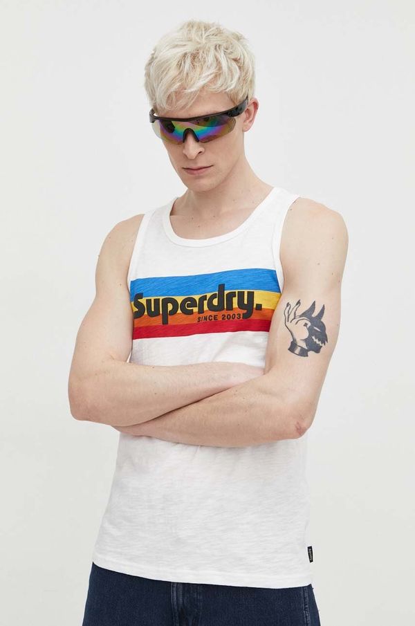 Superdry Bombažna kratka majica Superdry moški, bela barva