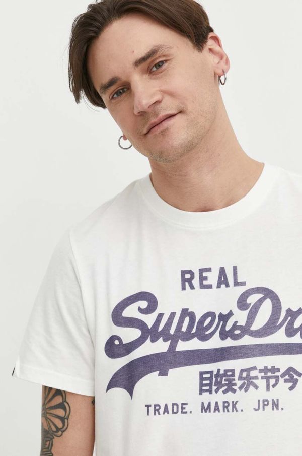 Superdry Bombažna kratka majica Superdry moški, bela barva