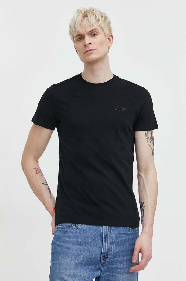 Superdry Bombažna kratka majica Superdry moški, črna barva