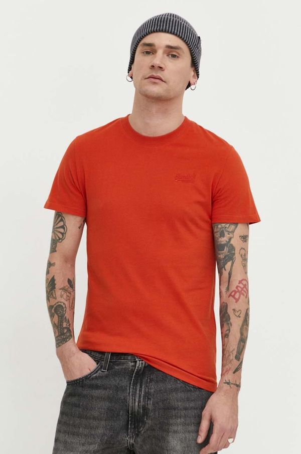 Superdry Bombažna kratka majica Superdry moški, oranžna barva