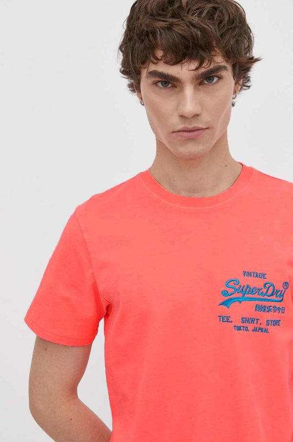 Superdry Bombažna kratka majica Superdry moški, roza barva