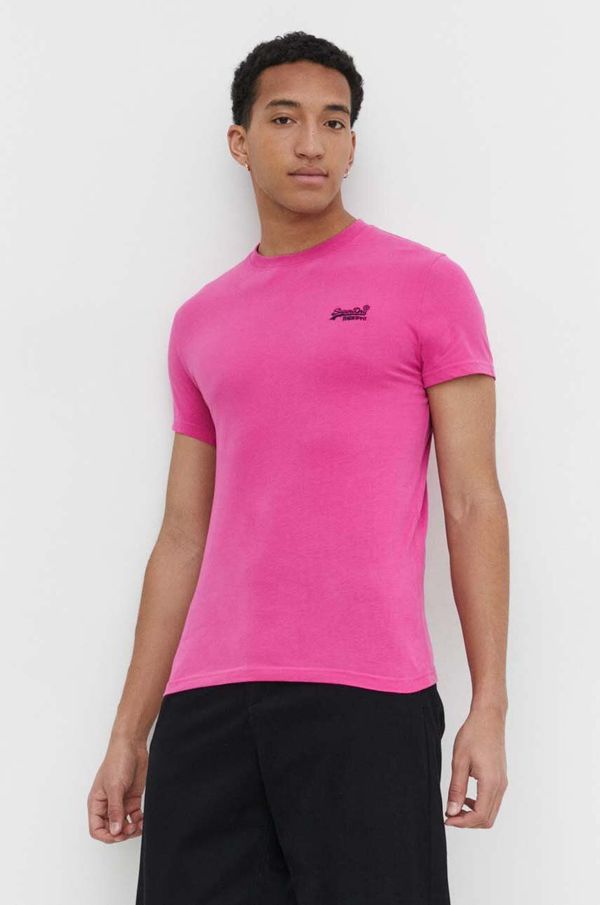 Superdry Bombažna kratka majica Superdry moški, roza barva