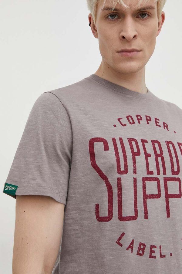 Superdry Bombažna kratka majica Superdry moški, siva barva