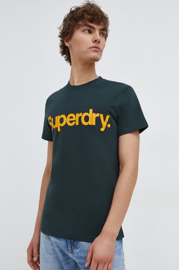 Superdry Bombažna kratka majica Superdry moški, zelena barva