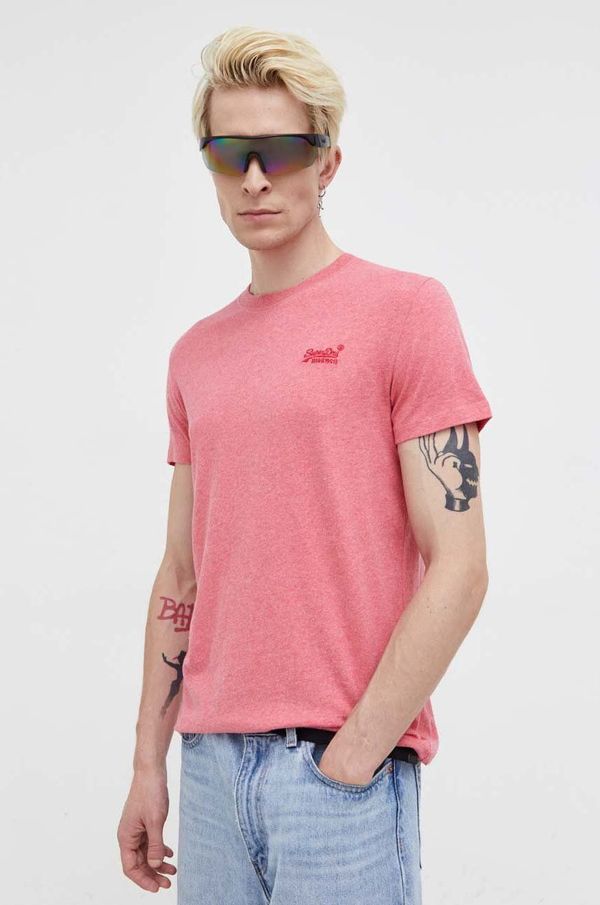 Superdry Bombažna kratka majica Superdry roza barva
