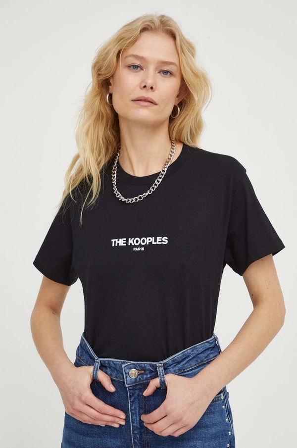 The Kooples Bombažna kratka majica The Kooples črna barva