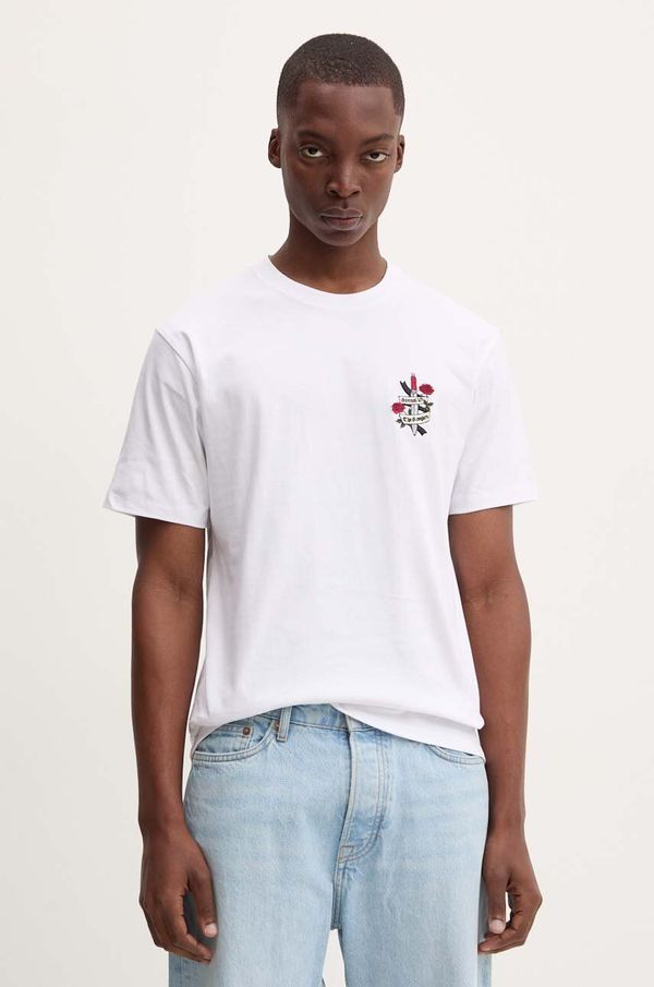 The Kooples Bombažna kratka majica The Kooples moška, bela barva, HTSC29036K