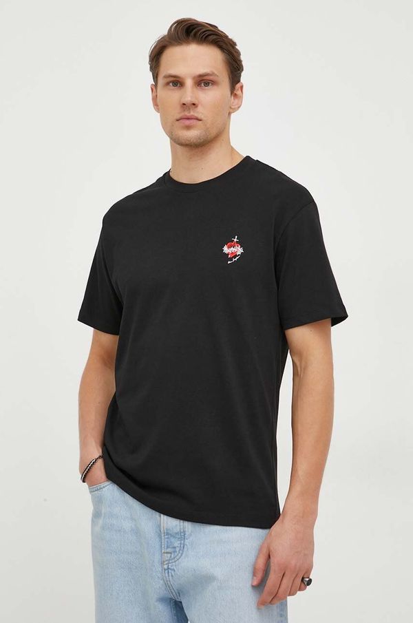 The Kooples Bombažna kratka majica The Kooples moški, črna barva