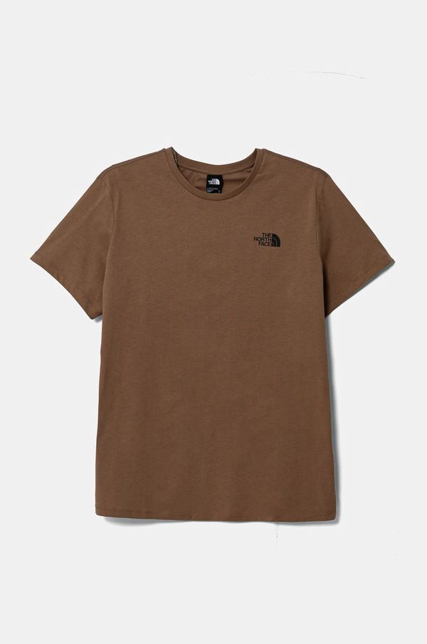 The North Face Bombažna kratka majica The North Face Box Relaxed ženska, rjava barva, NF0A87NK6E11