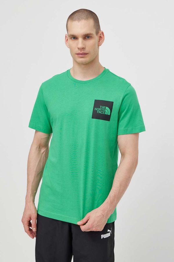 The North Face Bombažna kratka majica The North Face M S/S Fine Tee moška, zelena barva, NF0A87NDPO81