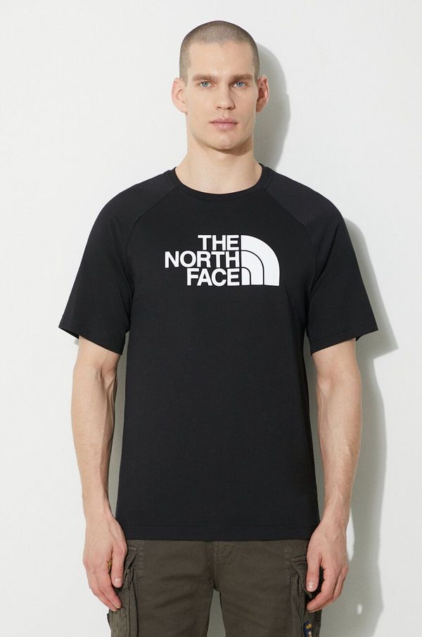 The North Face Bombažna kratka majica The North Face M S/S Raglan Easy Tee moška, črna barva, NF0A87N7JK31